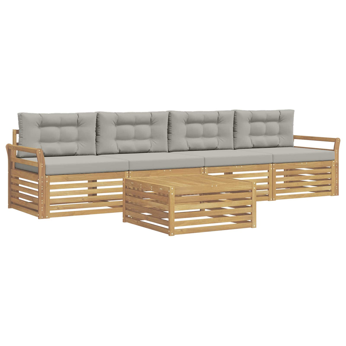 Set vanjskih sofa 5 kom. Bijela i svjetlosiva