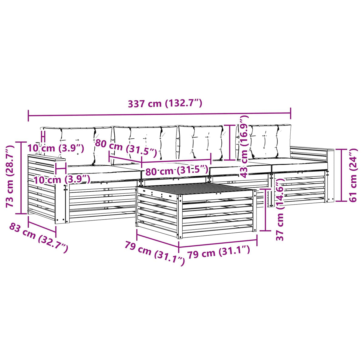 Set vanjskih sofa 5 kom. Bijela i svjetlosiva