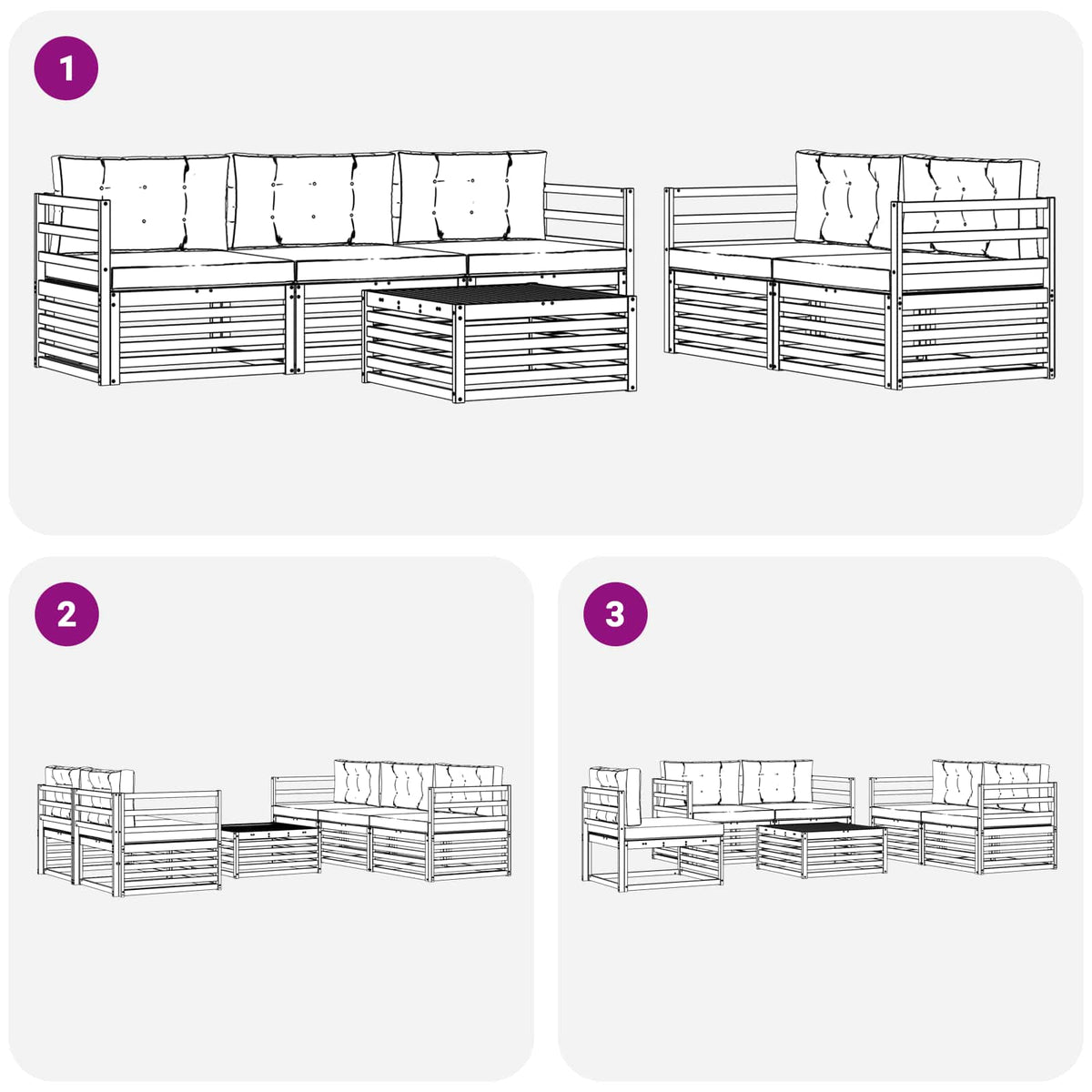 Set vanjskih sofa 6 kom. Bijela i krem