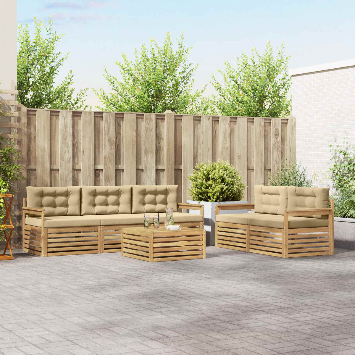 Set vanjskih sofa 6 kom. Bijela i bež