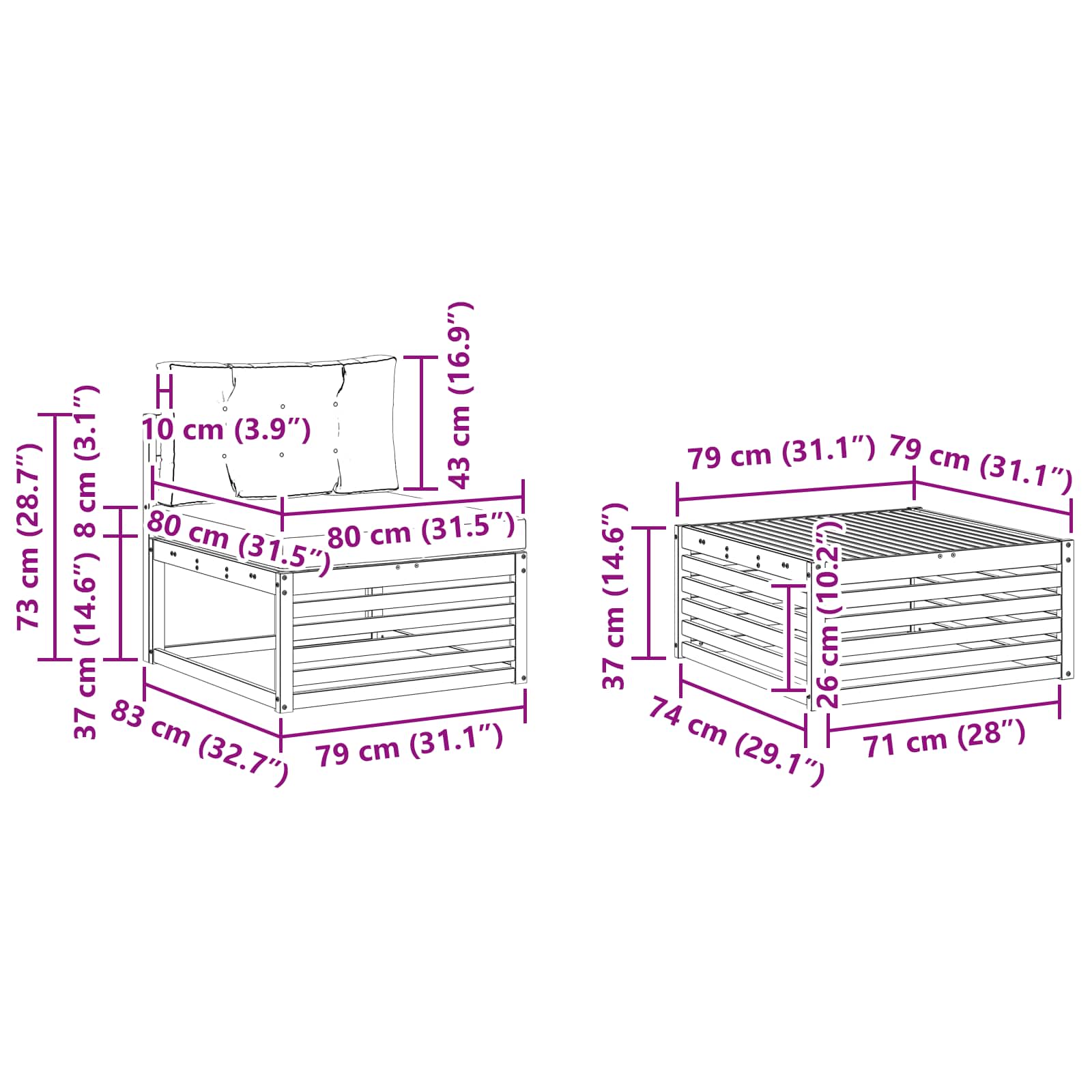 Set vanjskih sofa 6 pcs Bijela i antracit