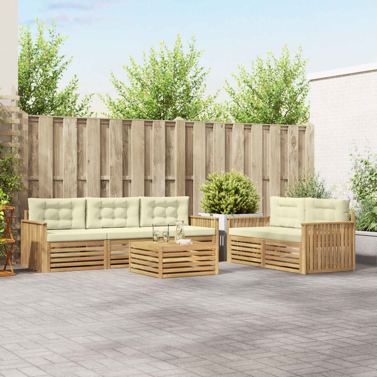 Set vanjskih sofa 6 kom. Bijela i krem