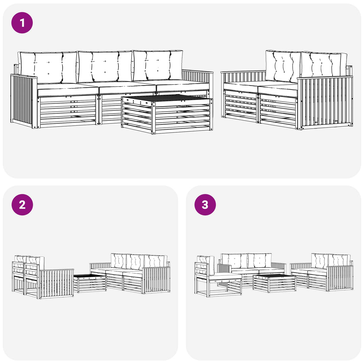 Set vanjskih sofa 6 kom. Bijela i krem