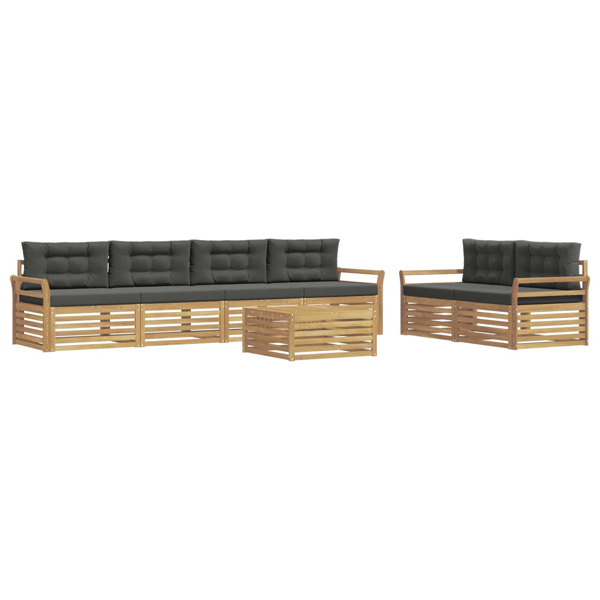 Set vanjskih sofa 7 kom. Bijela i antracit Čvrsto drvo akacije