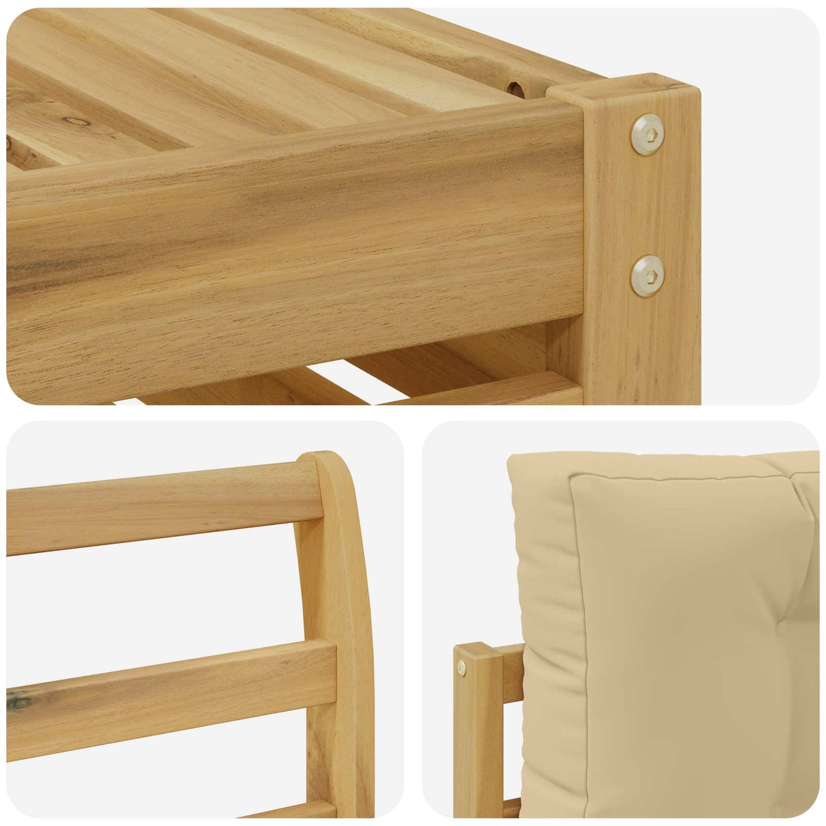 Set vanjskih sofa 7 kom. Bijela i bež Čvrsto drvo akacije