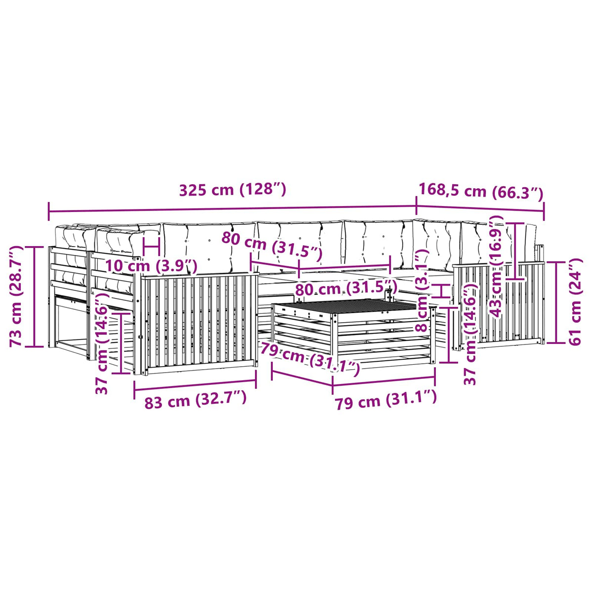 Set vanjskih sofa 7 kom. Bijela i bež
