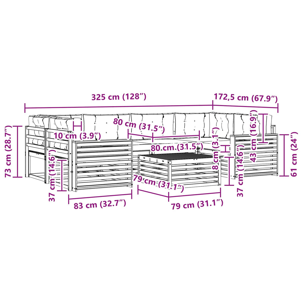 Set vanjskih sofa 7 kom. Bijela i antracit