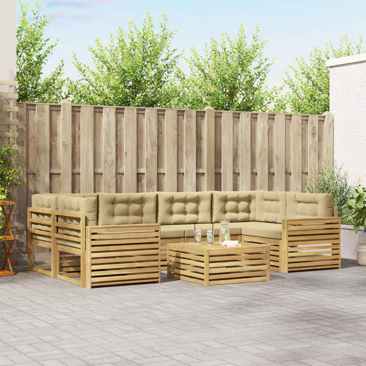 Set vanjskih sofa 7 kom. Bijela i bež