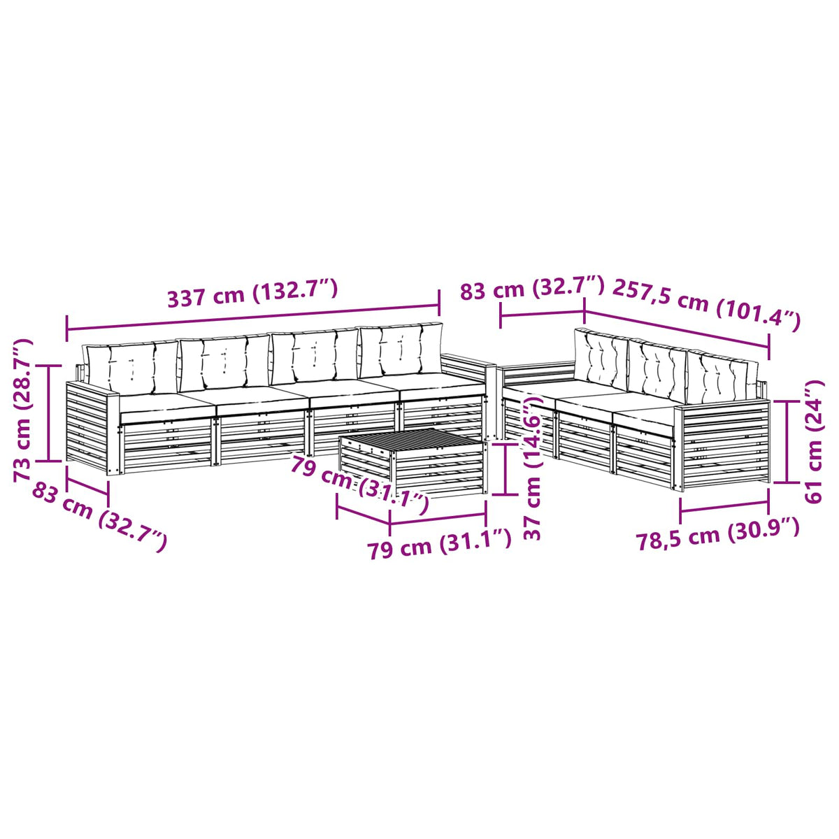 Set vanjskih sofa 8 kom. Bijela i antracit