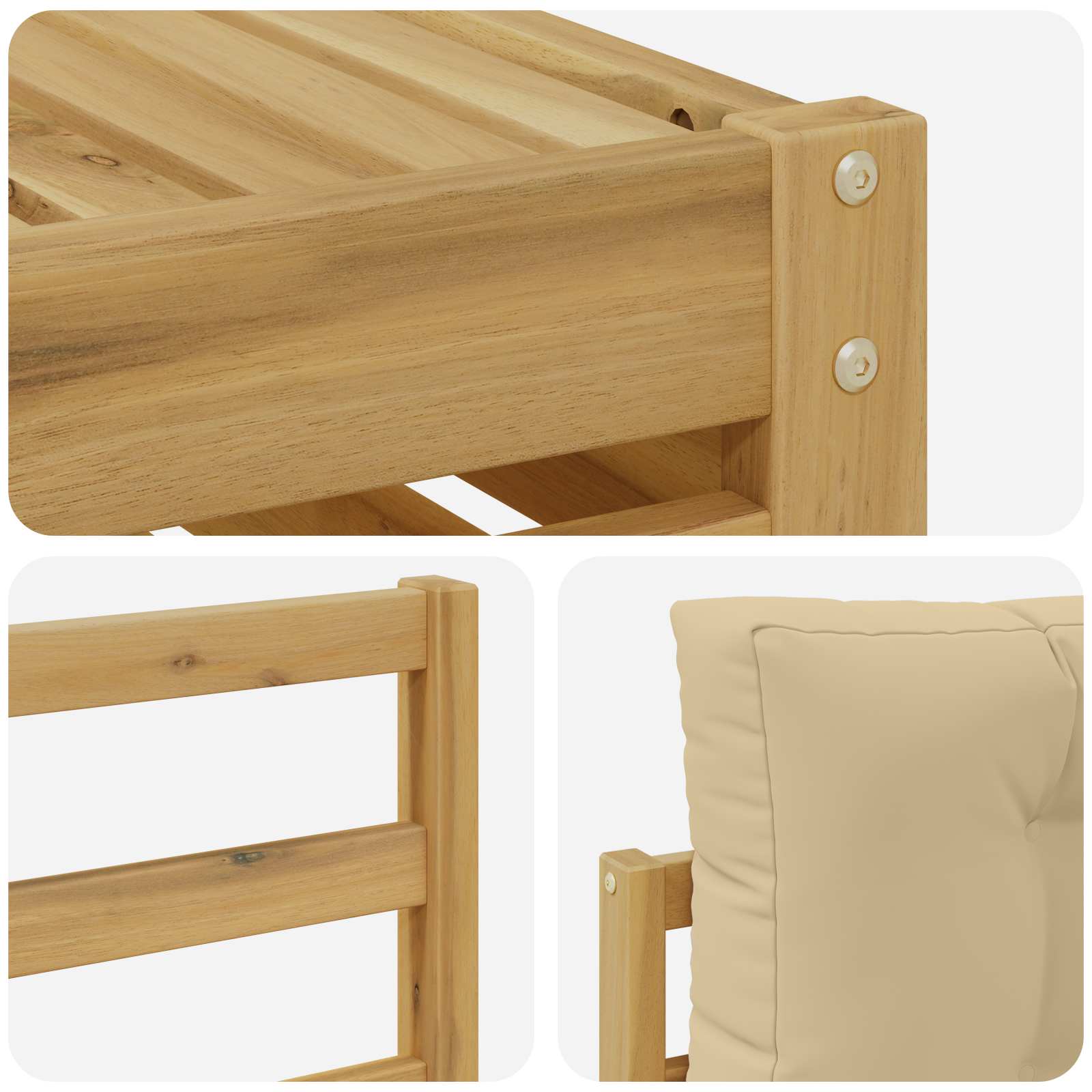 Set vanjskih sofa 8 pcs Bijela i bež Čvrsto drvo akacije