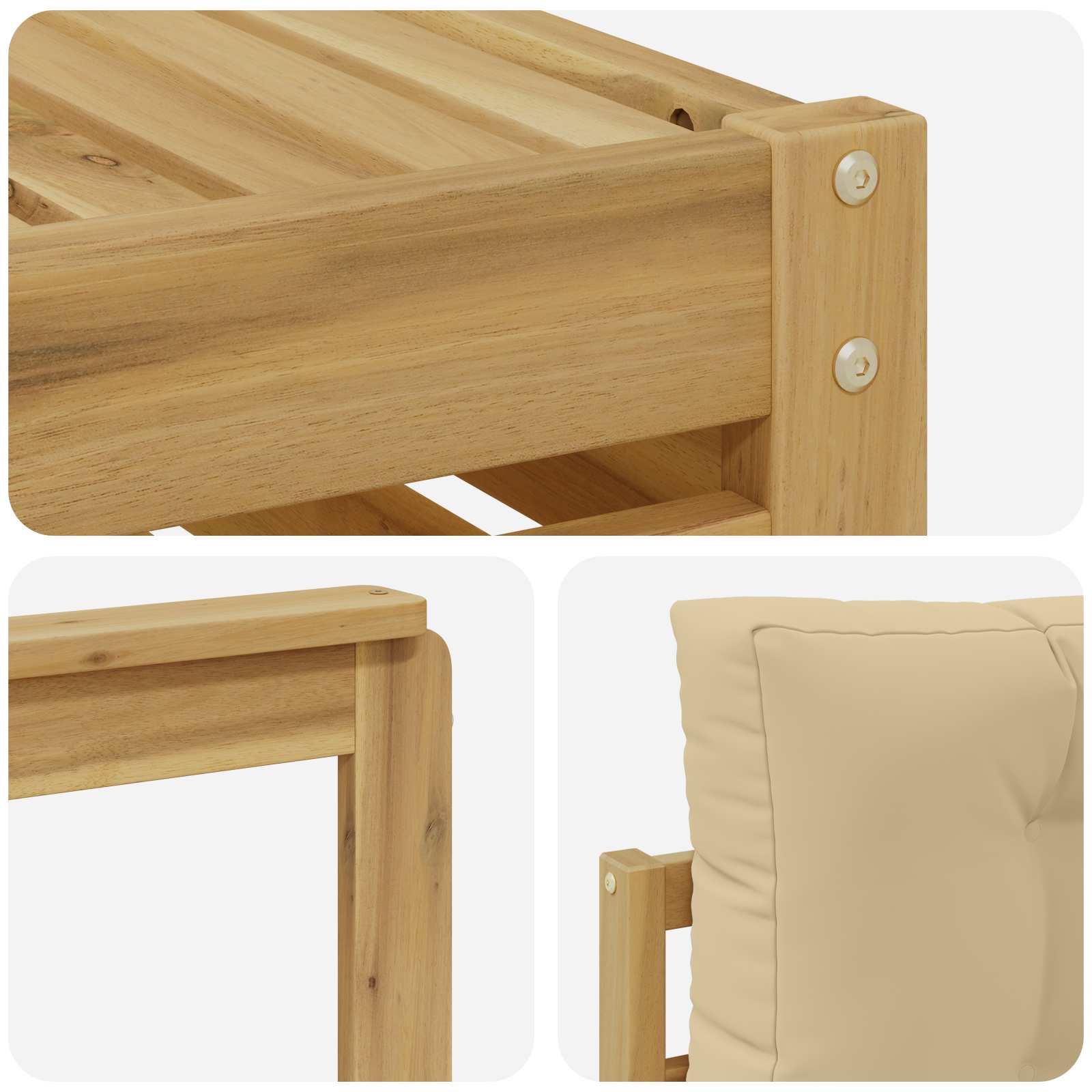 Set vanjskih sofa 8 pcs Bijela i bež Čvrsto drvo akacije