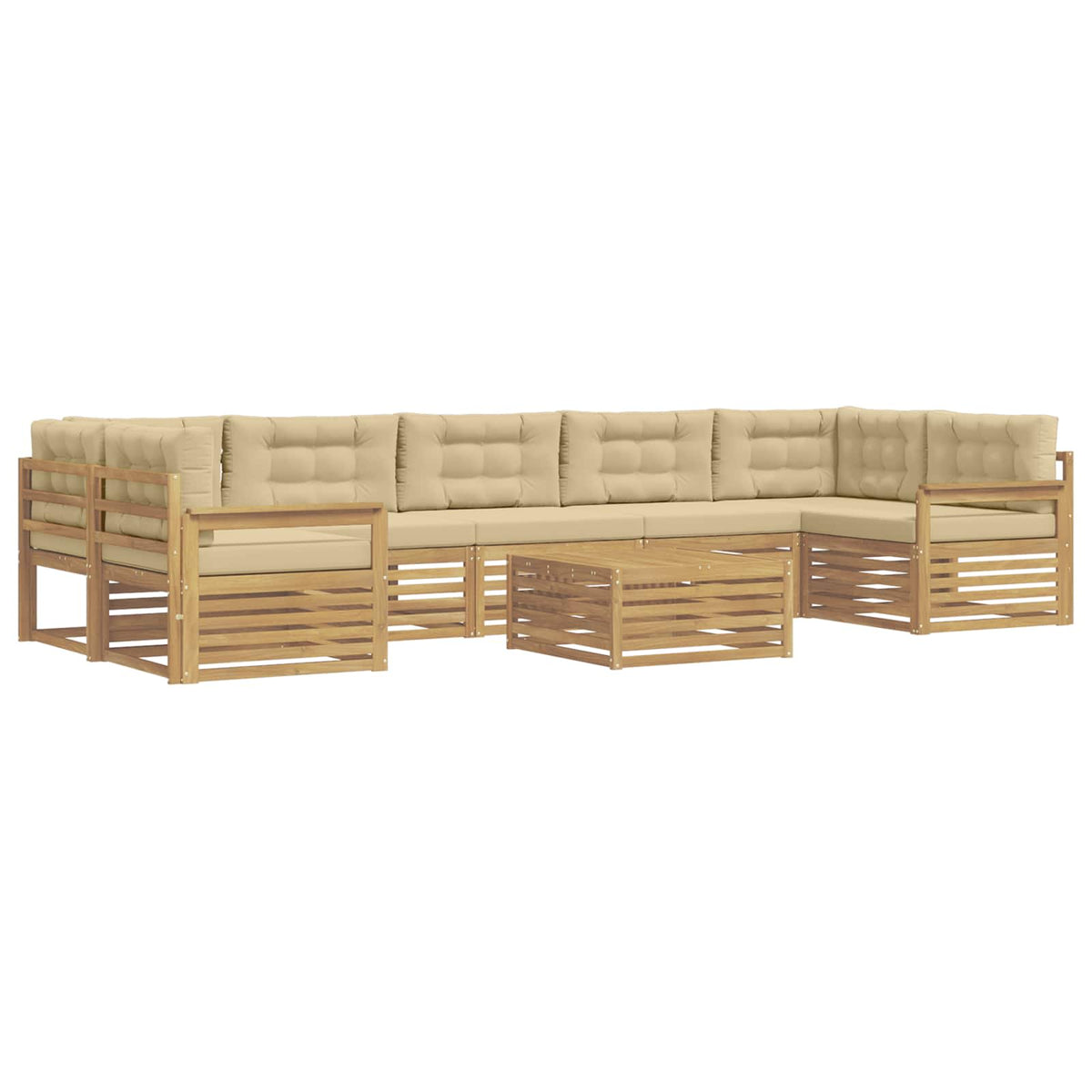 Set vanjskih sofa 8 kom. Bijela i bež Čvrsto drvo akacije