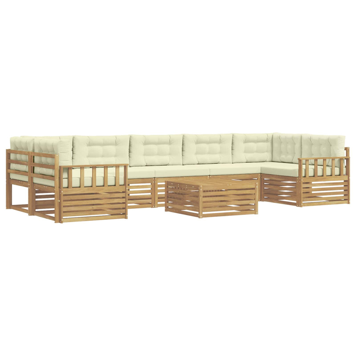 Set vanjskih sofa 8 kom. Bijela i krem Čvrsto drvo akacije