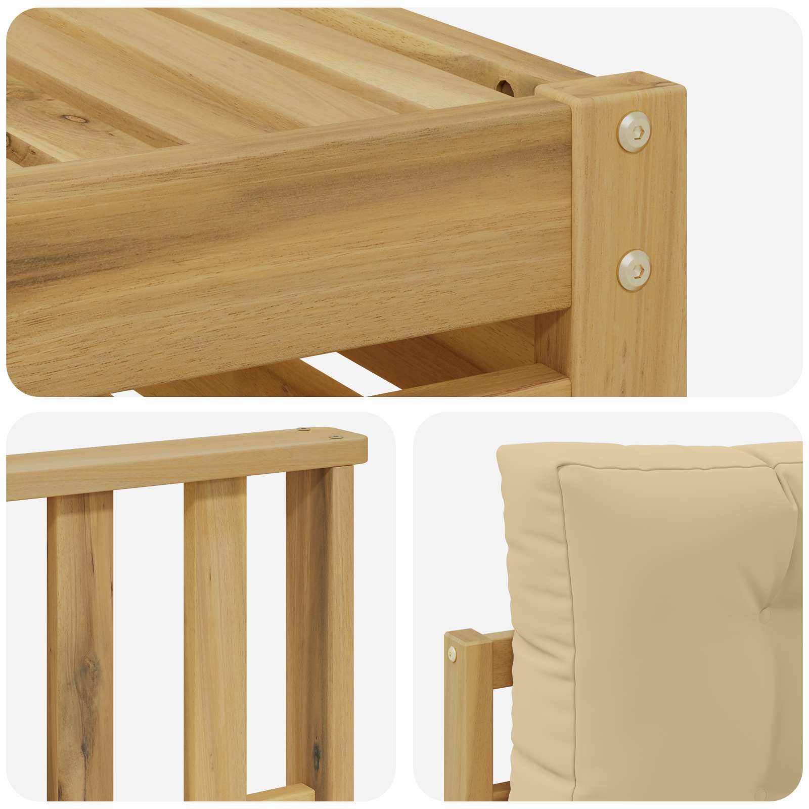 Set vanjskih sofa 8 pcs Bijela i bež Čvrsto drvo akacije