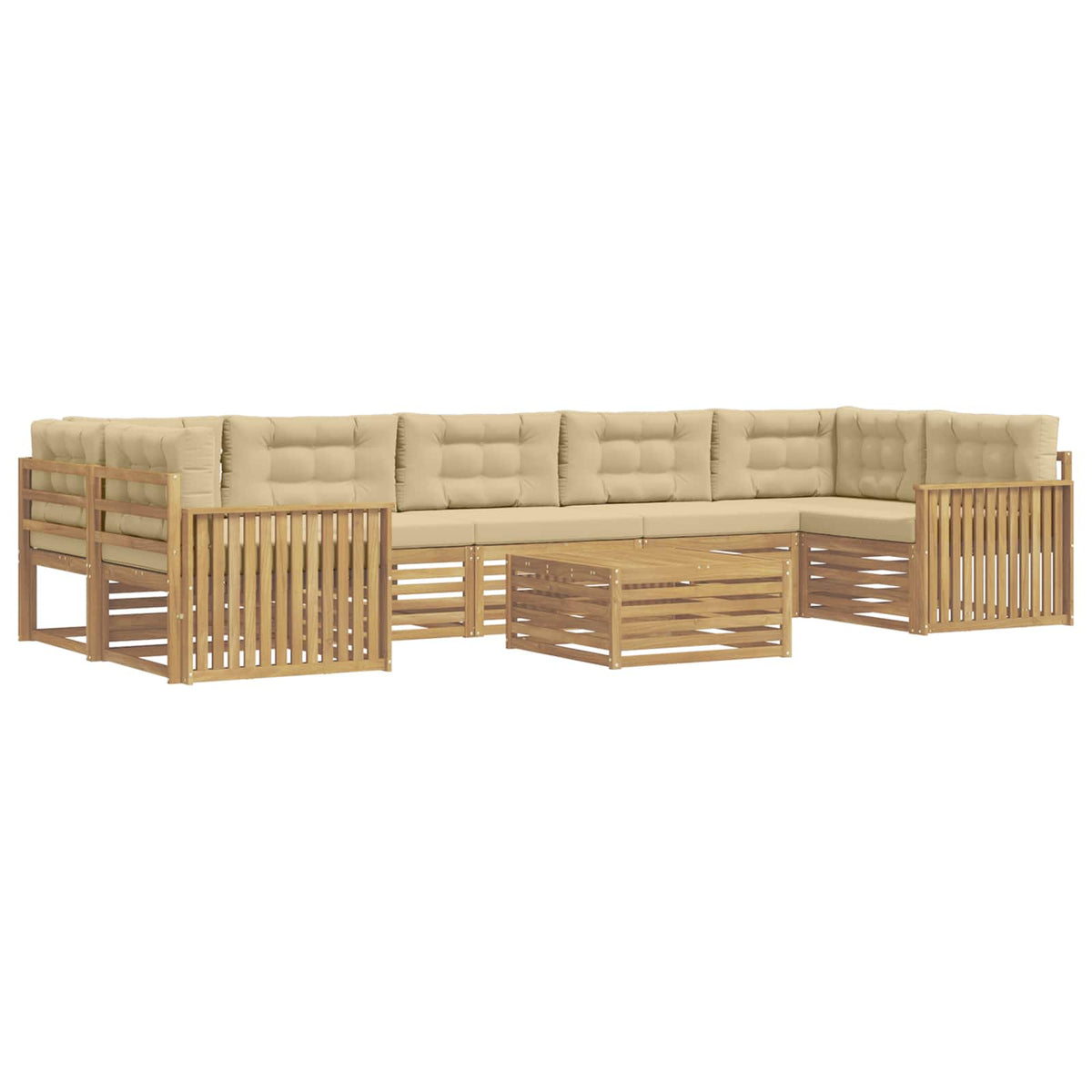 Set vanjskih sofa 8 kom. Bijela i bež Čvrsto drvo akacije