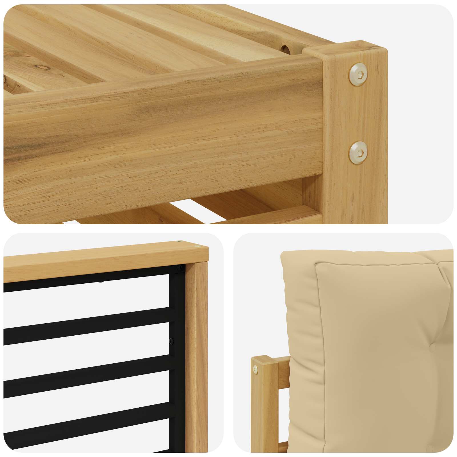 Set vanjskih sofa 8 pcs Bijela i bež Čvrsto drvo akacije