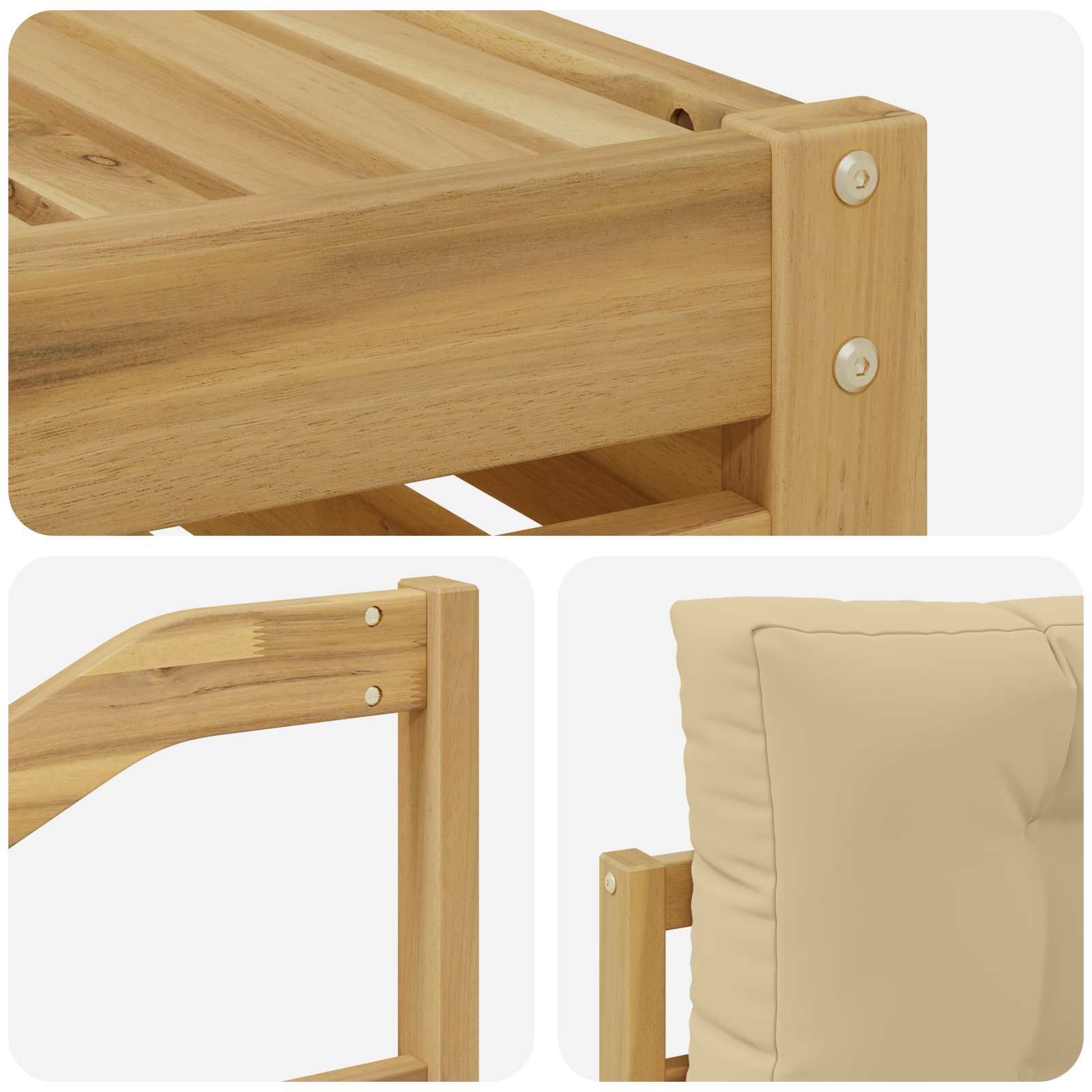 Set vanjskih sofa 8 pcs Bijela i bež Čvrsto drvo akacije