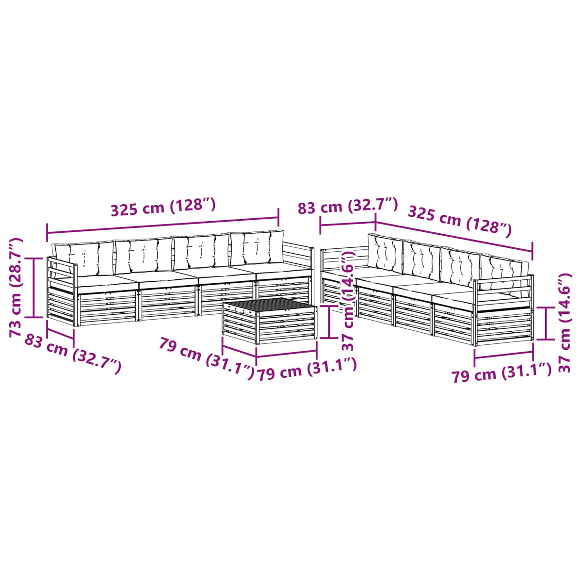 Set vanjskih sofa 9 kom. Bijela i bež Poliester 79 x 79 x 37 cm