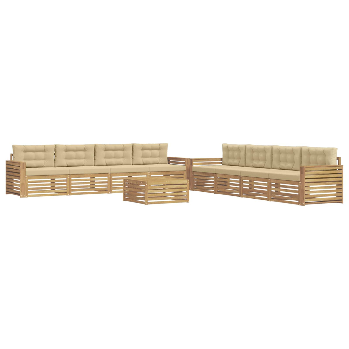 Set vanjskih sofa 9 kom. Bijela i bež Poliester