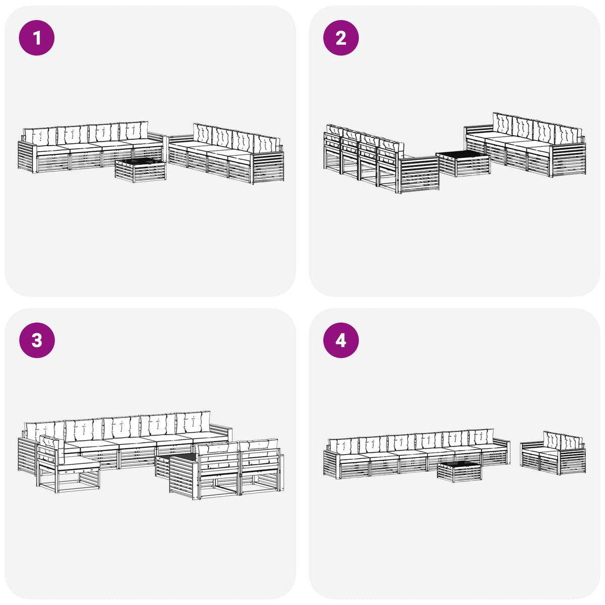 Set vanjskih sofa 9 kom. Bijela i bež Poliester