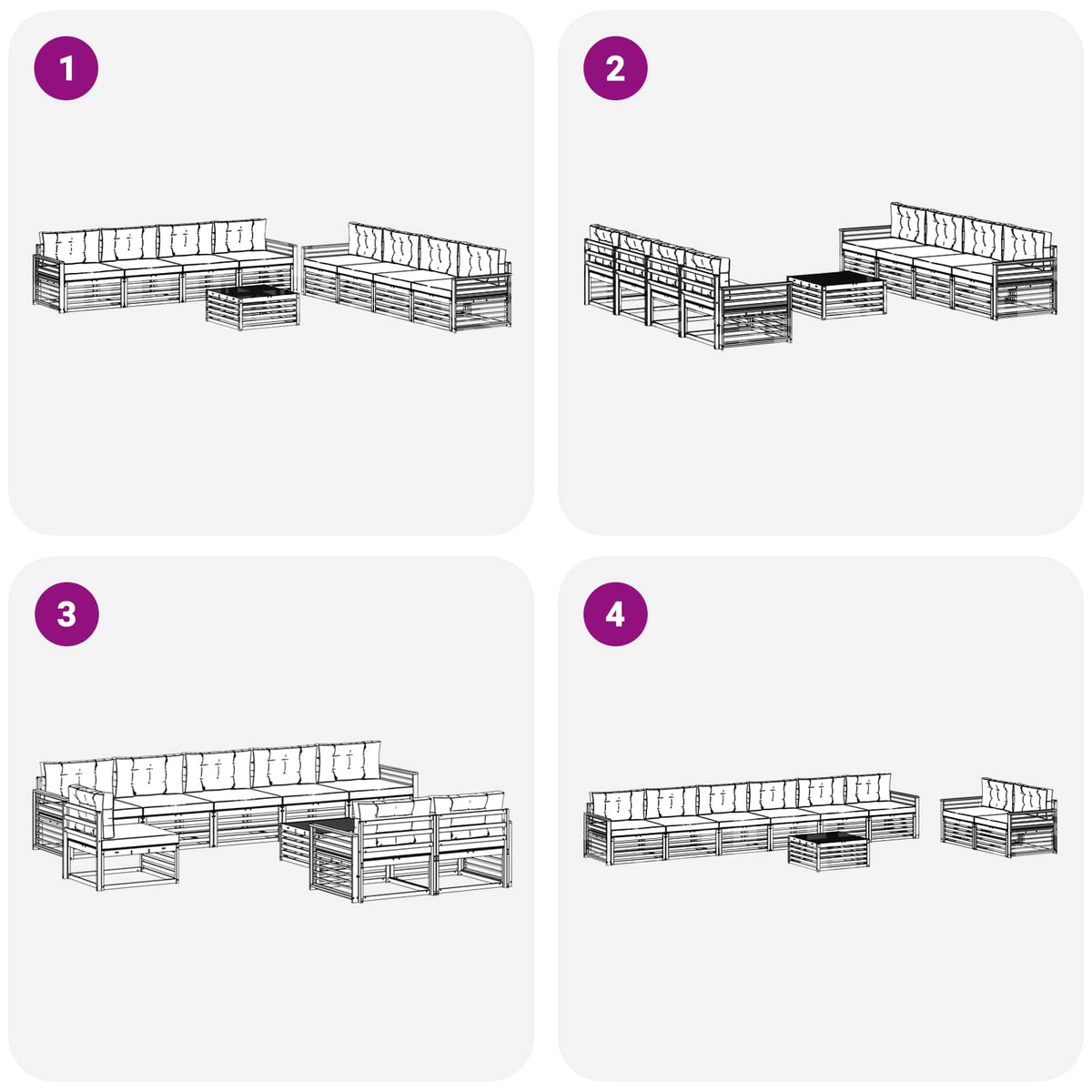 Set vanjskih sofa 9 kom. Bijela i antracit Poliester 79 x 79 x 37 cm