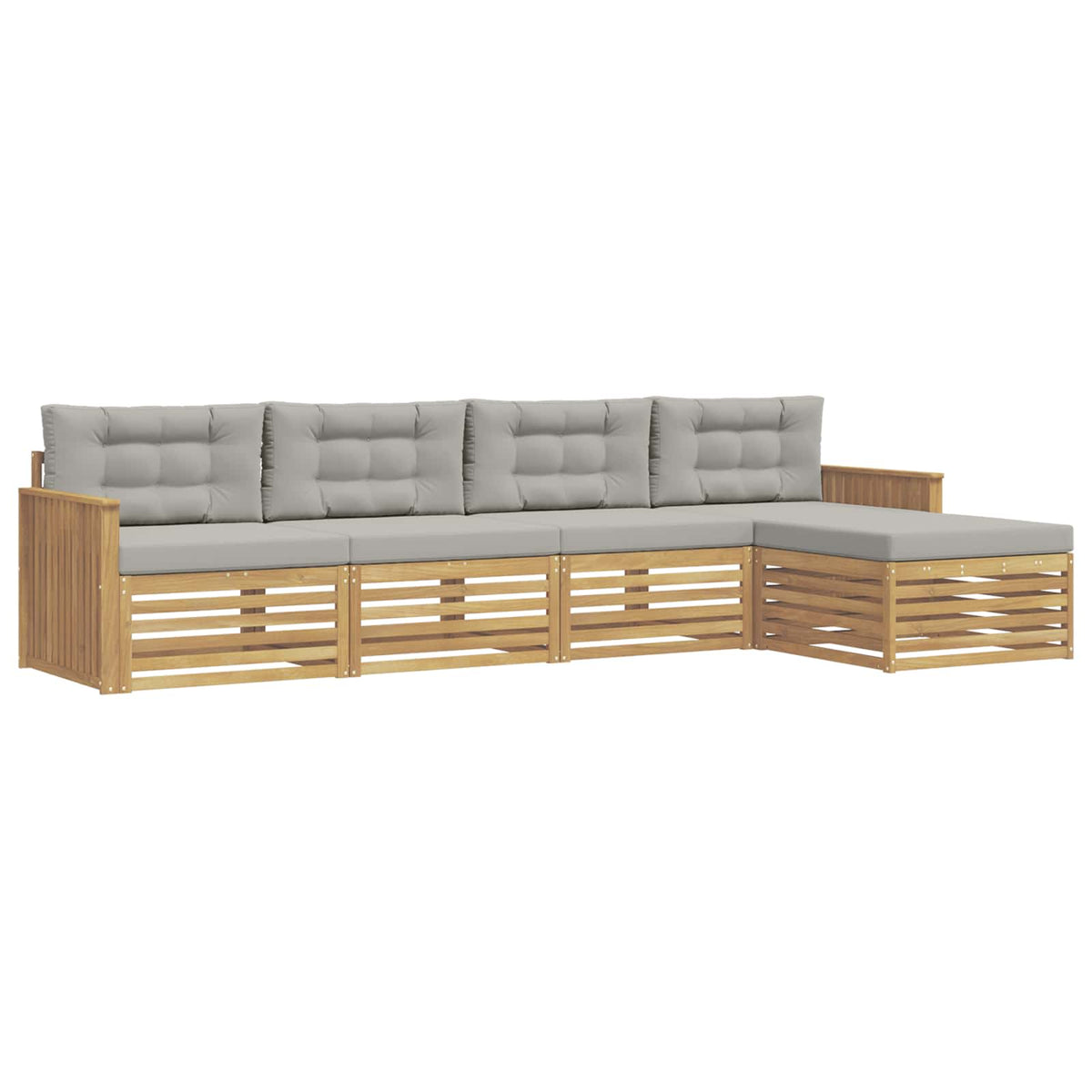 Set vanjskih sofa 5 kom. Bijela i svjetlosiva 329 x 162,5 x 73 cm