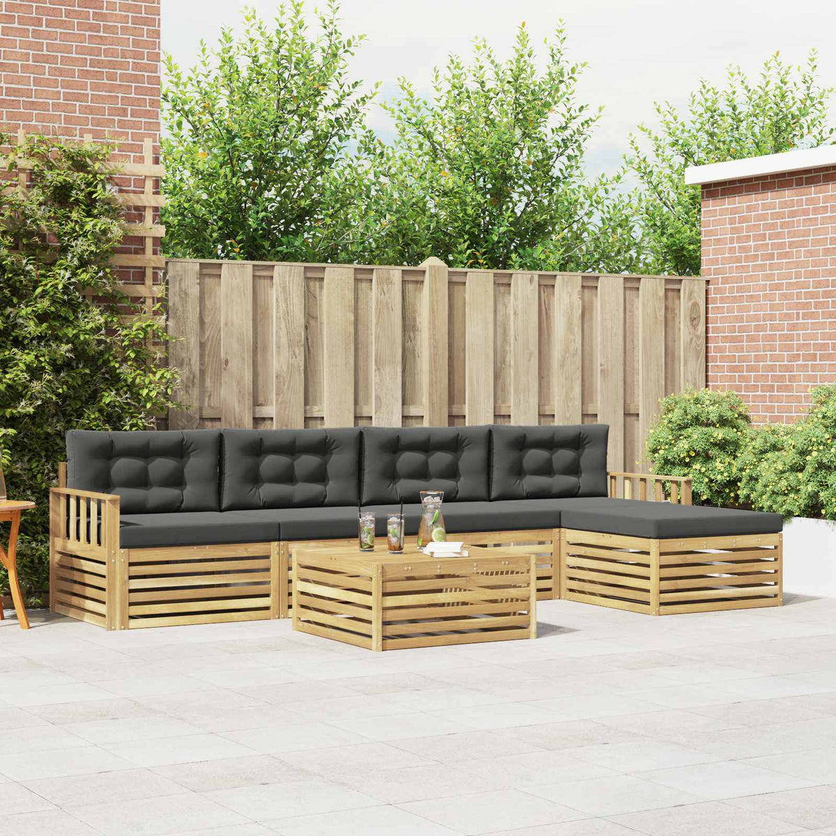 Set vanjskih sofa 7 kom. Bijela i antracit Poliester Smeđa 79 x 79 x 37 cm