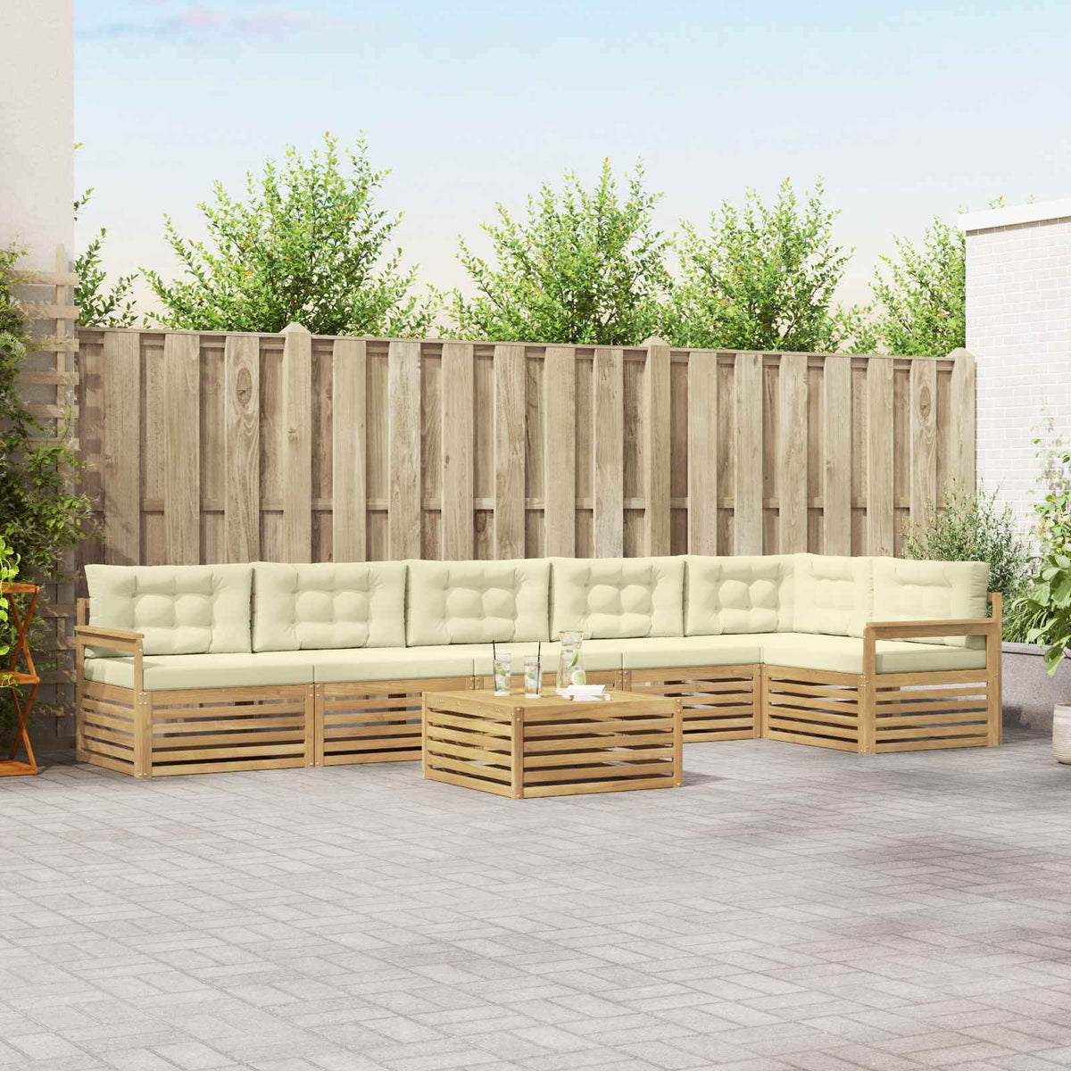Set vanjskih sofa 7 kom. Bijela i krem Smeđa 79 x 79 x 37 cm