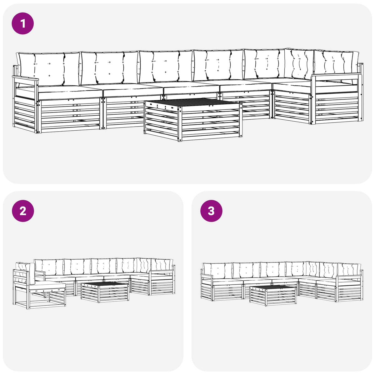 Set vanjskih sofa 7 kom. Bijela i krem Smeđa 79 x 79 x 37 cm