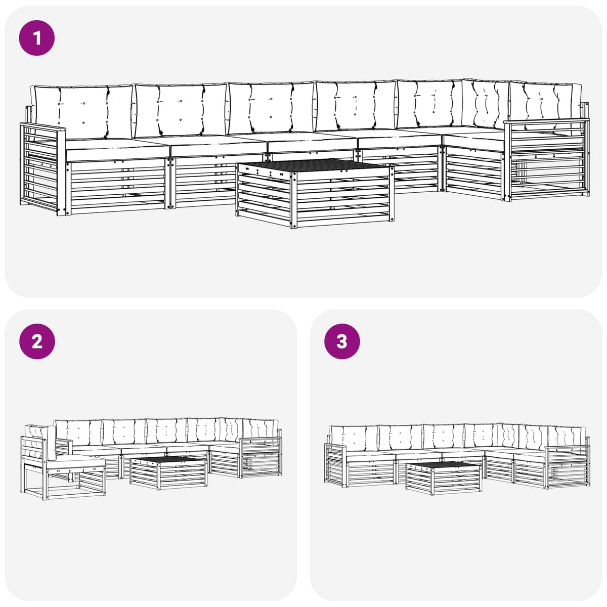 Set vanjskih sofa 7 kom. Bijela i antracit Smeđa 79 x 79 x 37 cm