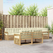 Set vanjskih sofa 7 kom. Bijela i krem Poliester Smeđa 327 x 168,5 x 73 cm