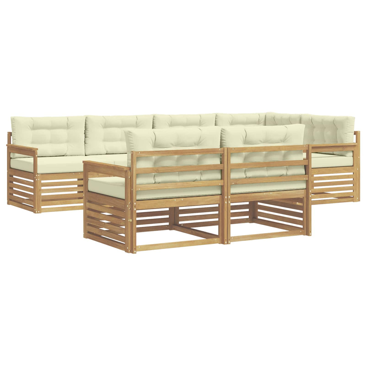 Set vanjskih sofa 7 kom. Bijela i krem Poliester Smeđa 327 x 168,5 x 73 cm
