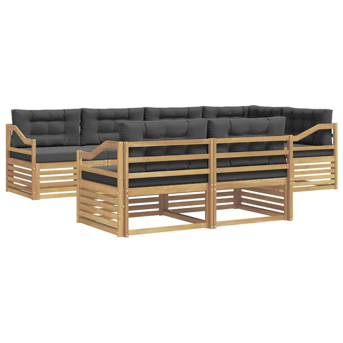 Set vanjskih sofa 7 kom. Bijela i antracit Poliester Smeđa 325,5 x 166,5 x 73 cm