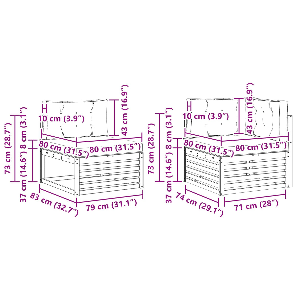 Set vanjskih sofa 7 kom. Bijela i antracit Poliester Smeđa 325,5 x 166,5 x 73 cm