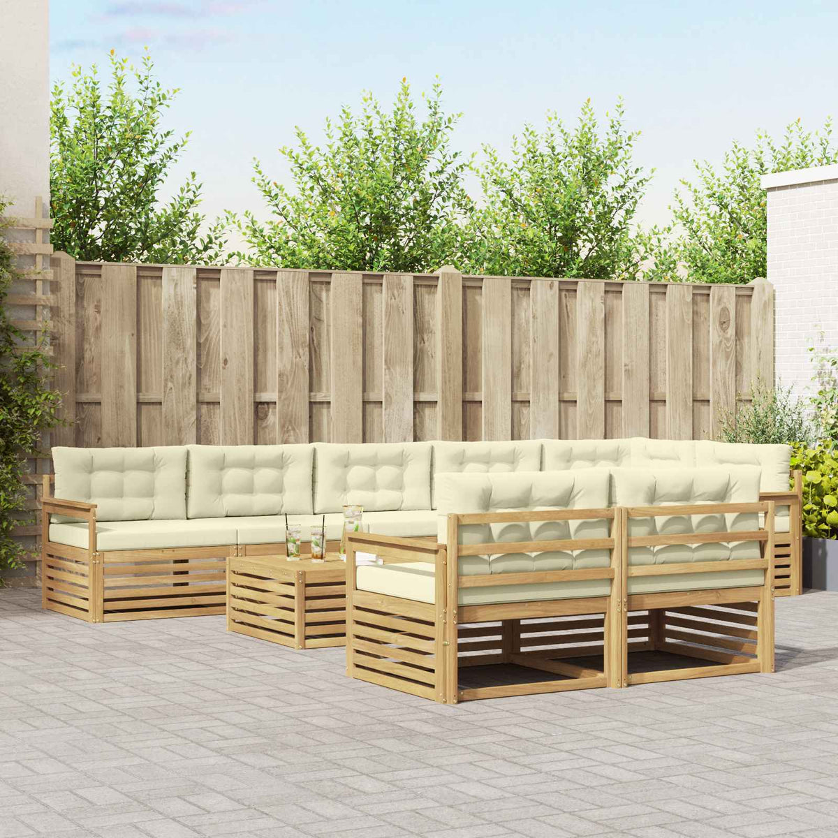 Set vanjskih sofa 9 kom. Bijela i krem Poliester 79 x 79 x 37 cm
