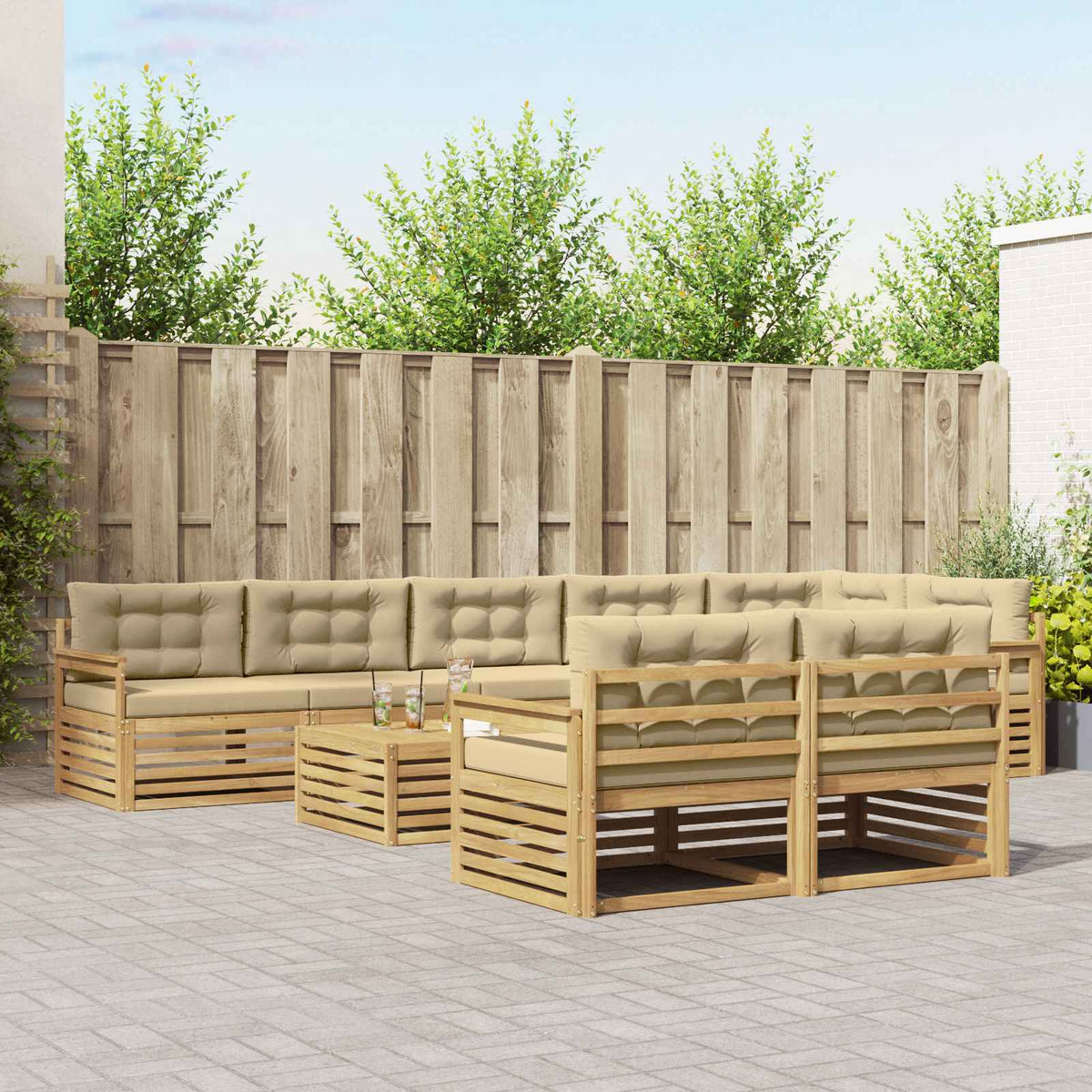 Set vanjskih sofa 9 kom. Bijela i bež Poliester 79 x 79 x 37 cm