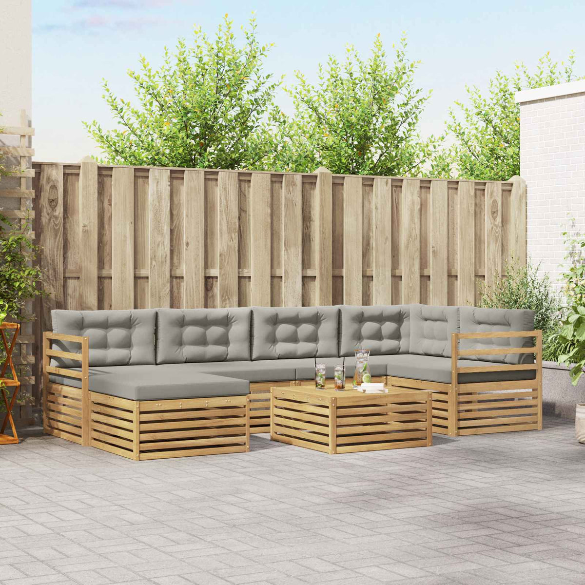 Set vanjskih sofa 7 kom. Bijela i svjetlosiva Smeđa 79 x 79 x 37 cm