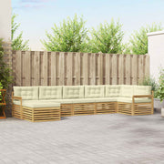 Set vanjskih sofa 7 kom. Bijela i krem Smeđa 406 x 168,5 x 73 cm