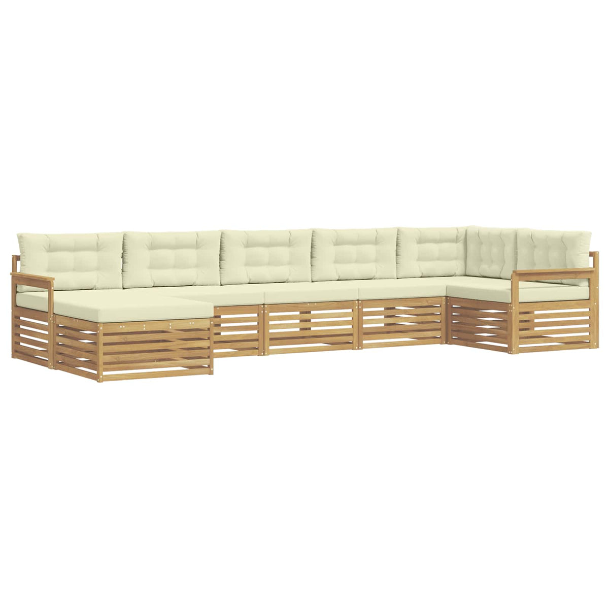 Set vanjskih sofa 7 kom. Bijela i krem Smeđa 406 x 168,5 x 73 cm