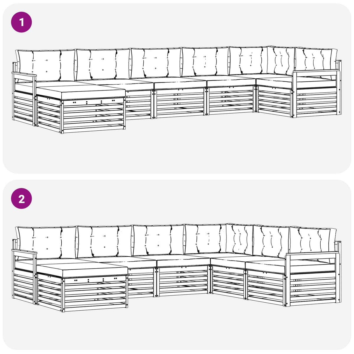 Set vanjskih sofa 7 kom. Bijela i krem Smeđa 406 x 168,5 x 73 cm