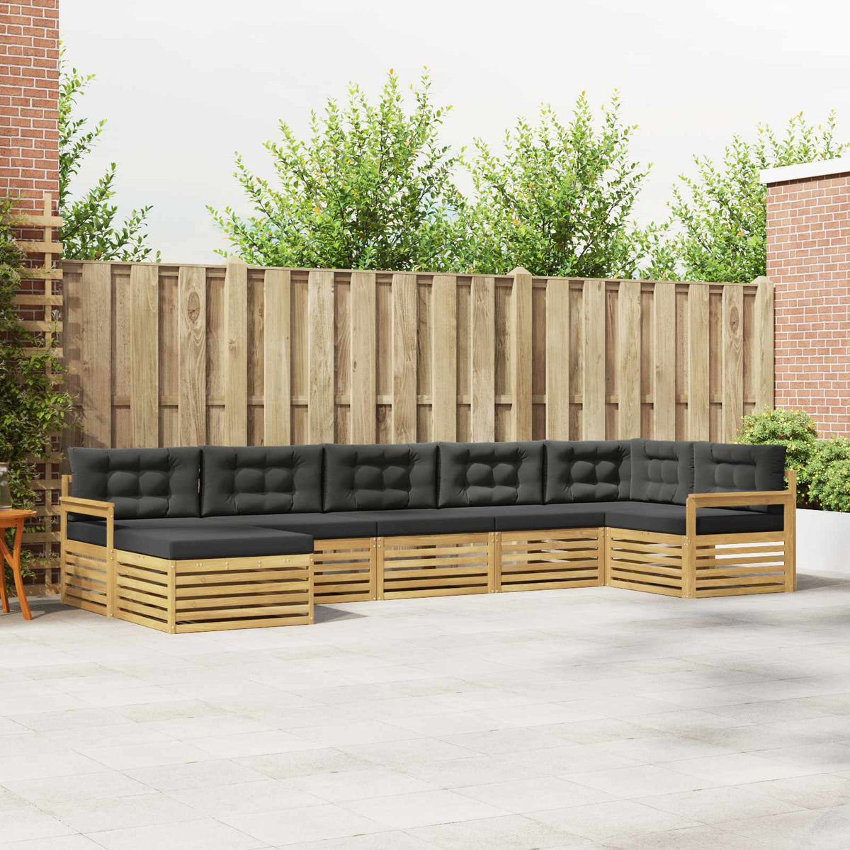 Set vanjskih sofa 7 kom. Bijela i antracit Smeđa 406 x 168,5 x 73 cm