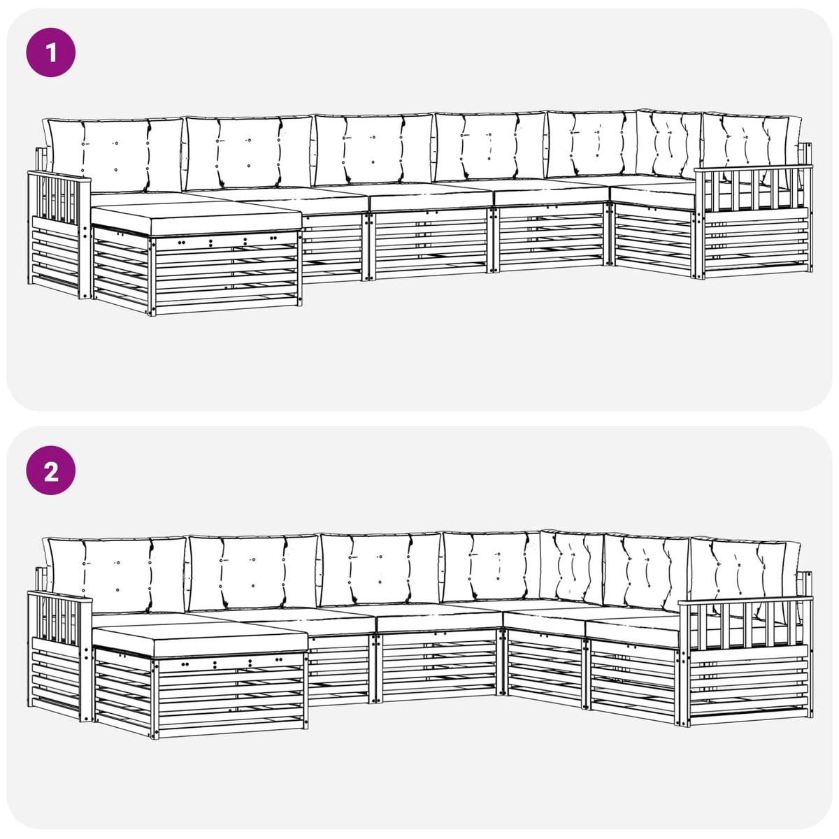 Set vanjskih sofa 7 kom. Bijela i bež Smeđa 406 x 168,5 x 73 cm