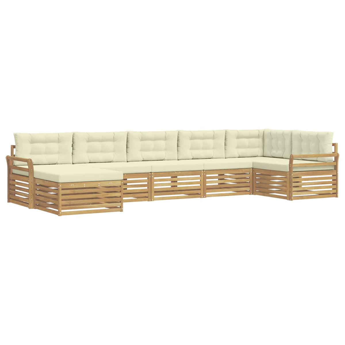 Set vanjskih sofa 7 kom. Bijela i krem Smeđa 408 x 170,5 x 73 cm