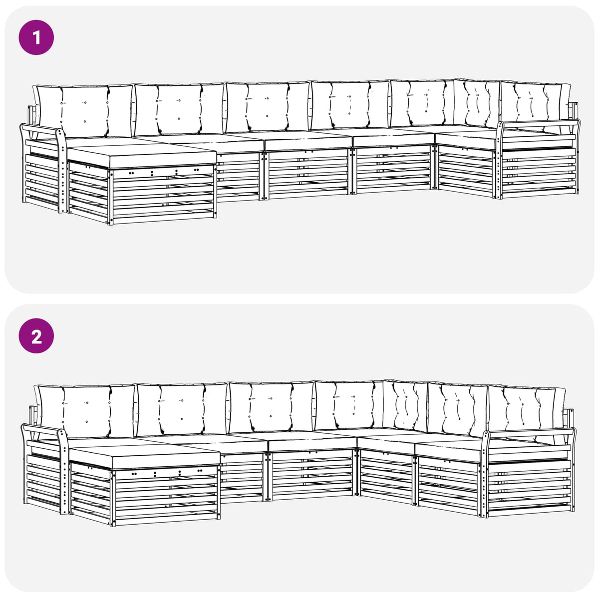 Set vanjskih sofa 7 kom. Bijela i krem Smeđa 408 x 170,5 x 73 cm