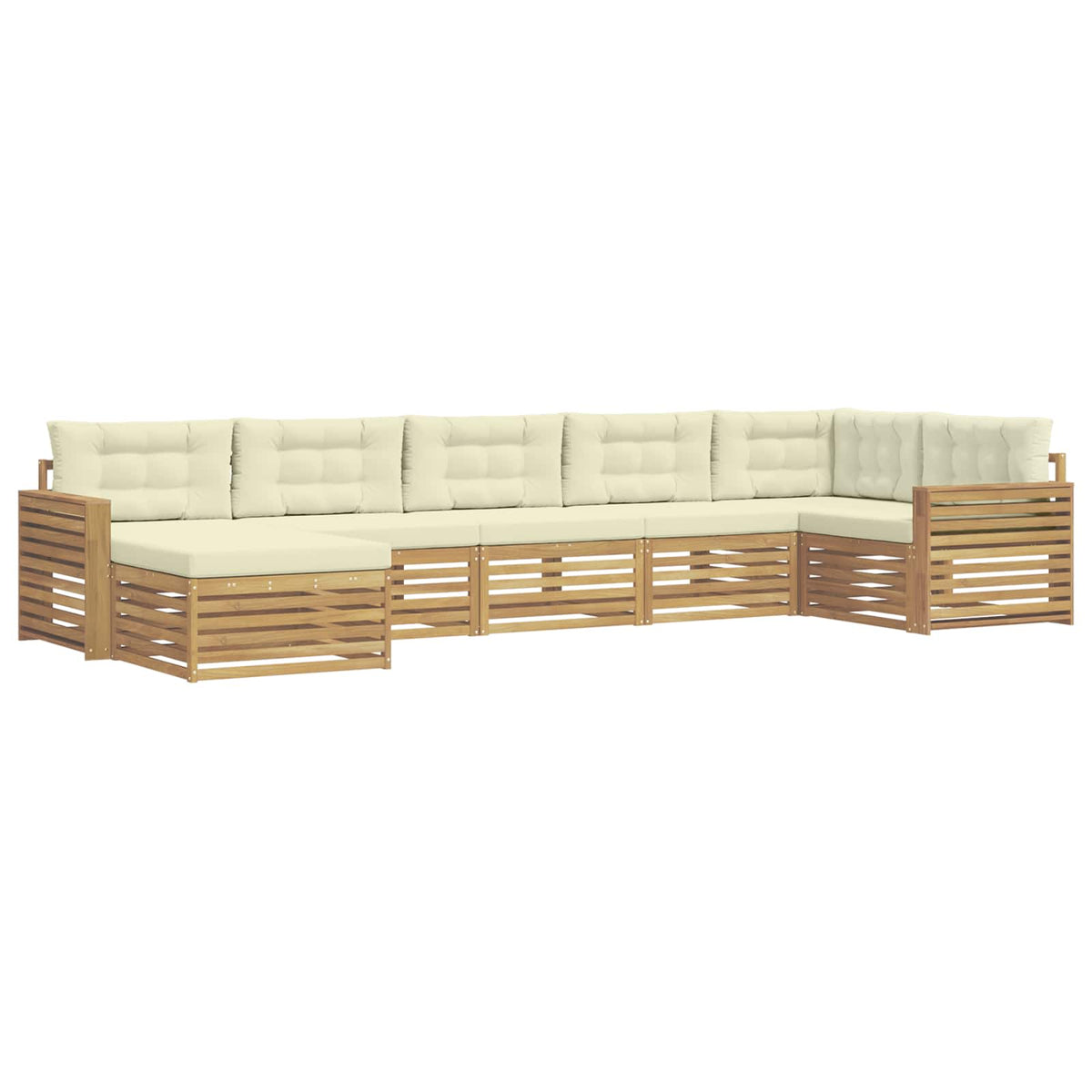 Set vanjskih sofa 7 kom. Bijela i krem Smeđa 410 x 172,5 x 73 cm