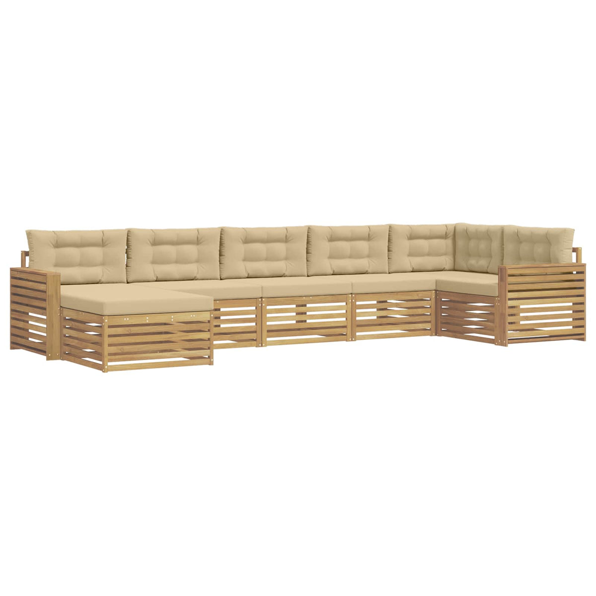 Set vanjskih sofa 7 kom. Bijela i bež Smeđa 410 x 172,5 x 73 cm