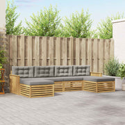 Set vanjskih sofa 6 kom. Bijela i svjetlosiva 329 x 162,5 x 73 cm