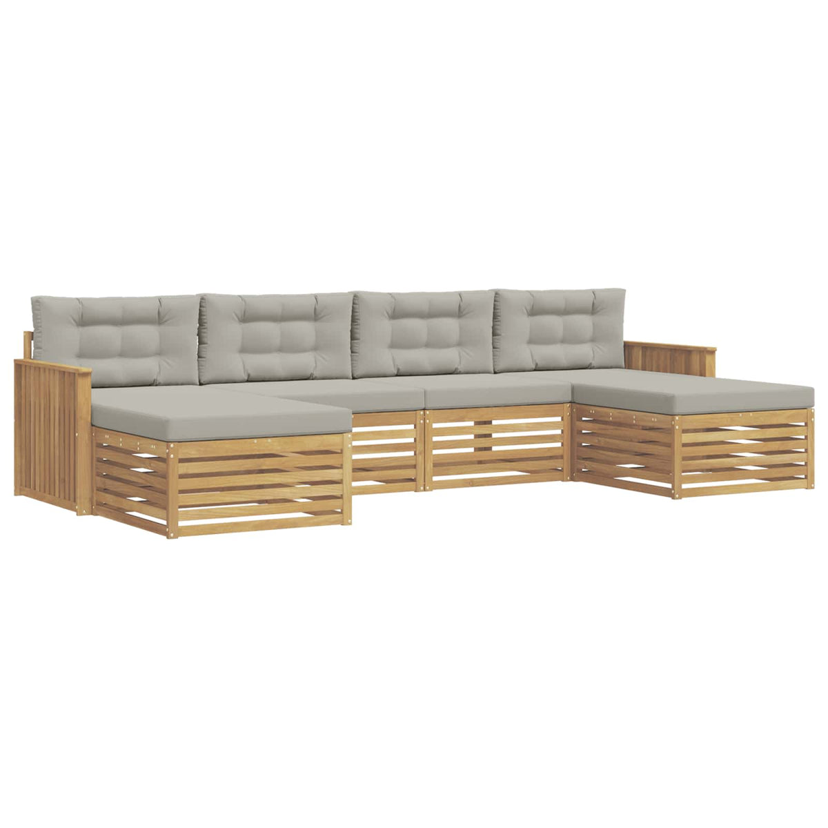 Set vanjskih sofa 6 kom. Bijela i svjetlosiva 329 x 162,5 x 73 cm