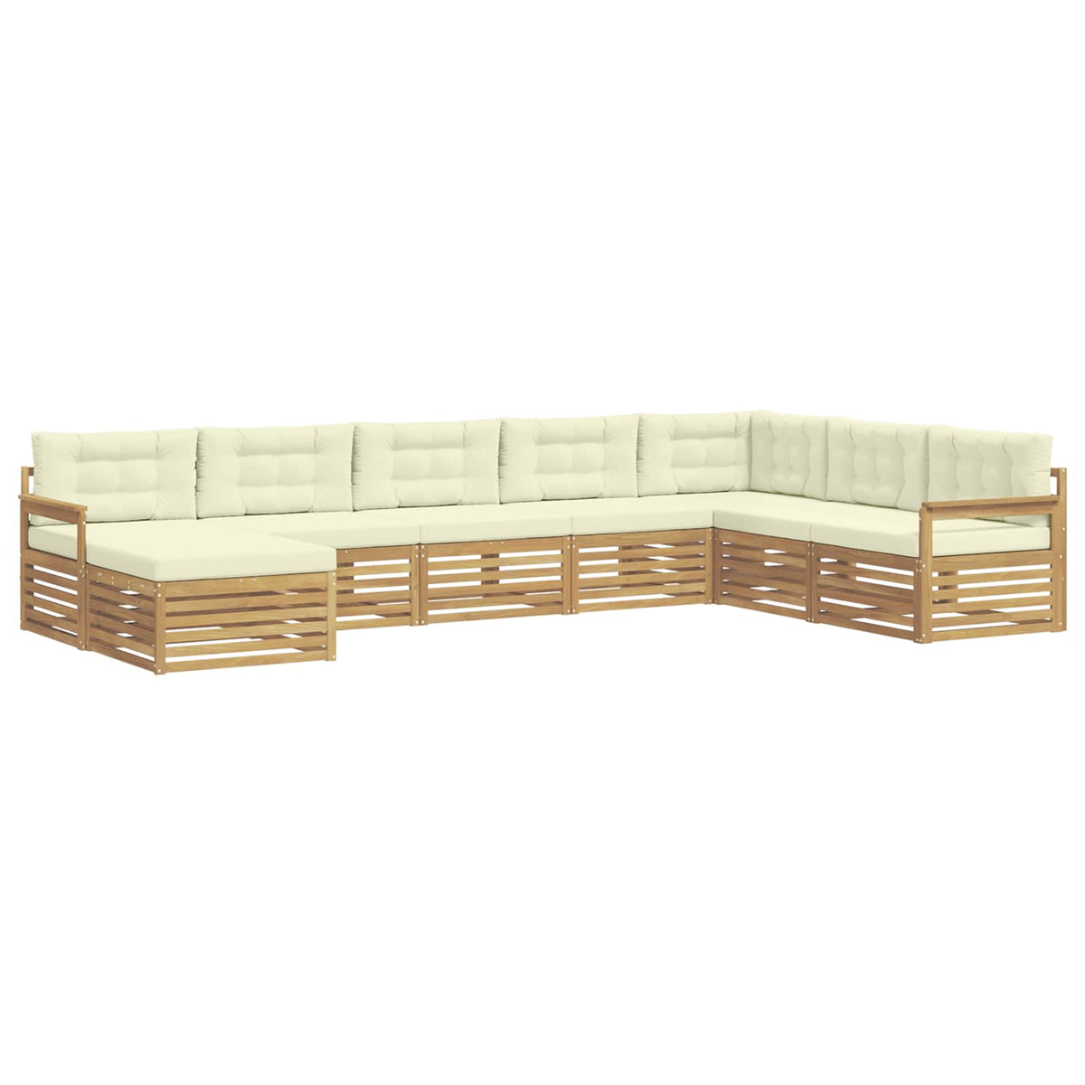Set vanjskih sofa 8 kom. Bijela i krem Čvrsto drvo akacije 406 x 247,5 x 73 cm