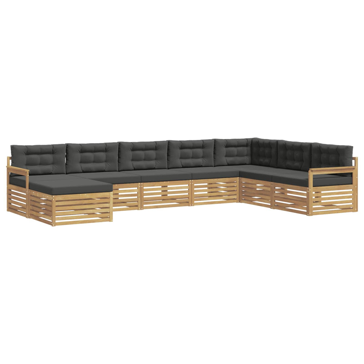 Set vanjskih sofa 8 kom. Bijela i antracit Čvrsto drvo akacije 406 x 247,5 x 73 cm